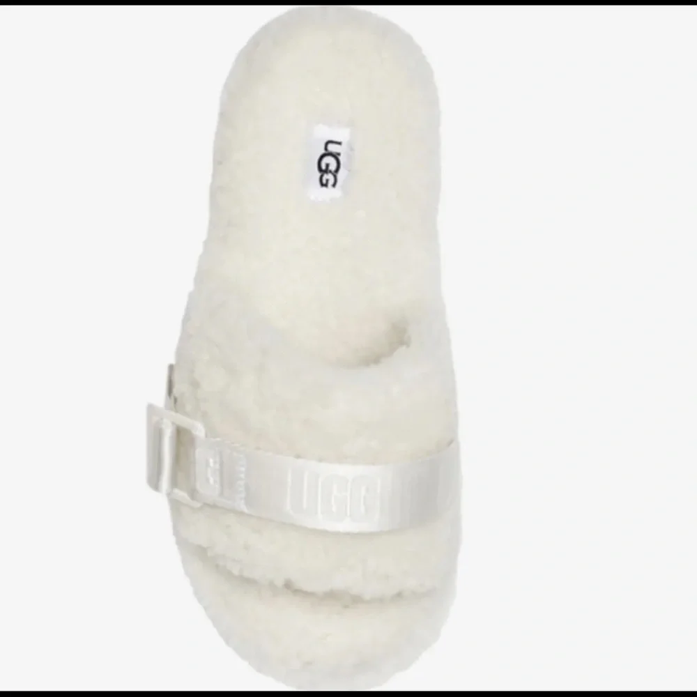 Giftable UGG Fluffita White Shearling Platform Sandal Slipper - Picture 6 of 14